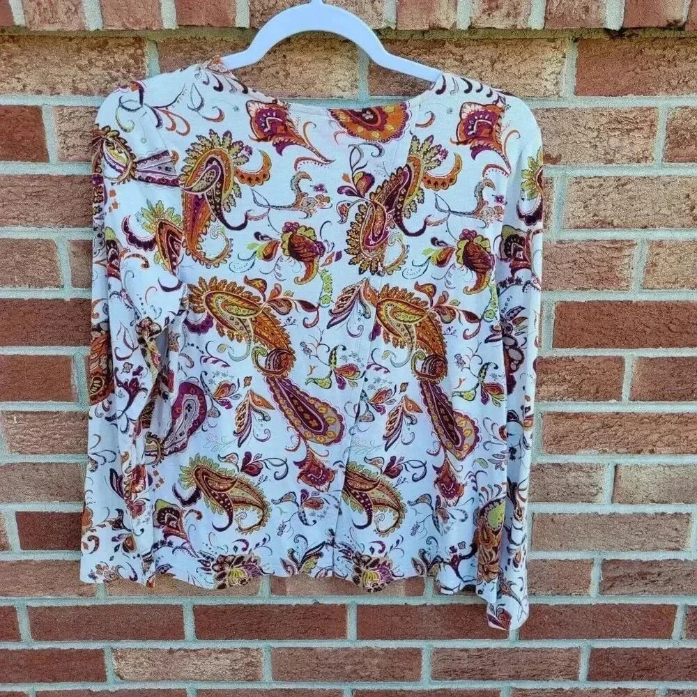 J. Jill Shirt Women's Size Small Paisley Long Sleeve - Picture 2 of 9